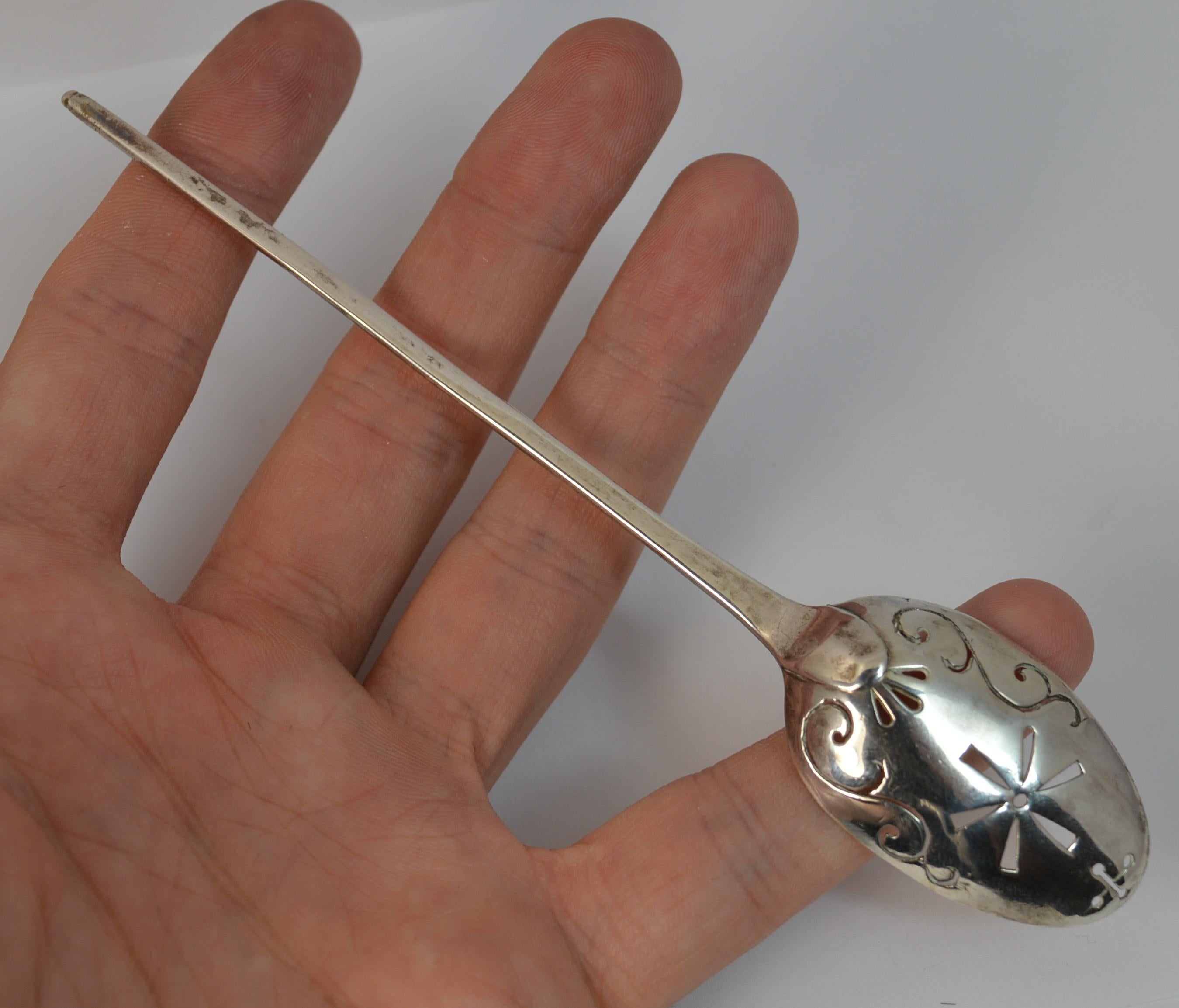 Georgian Period Rare Solid Silver Mote Spoon, circa 1800 7