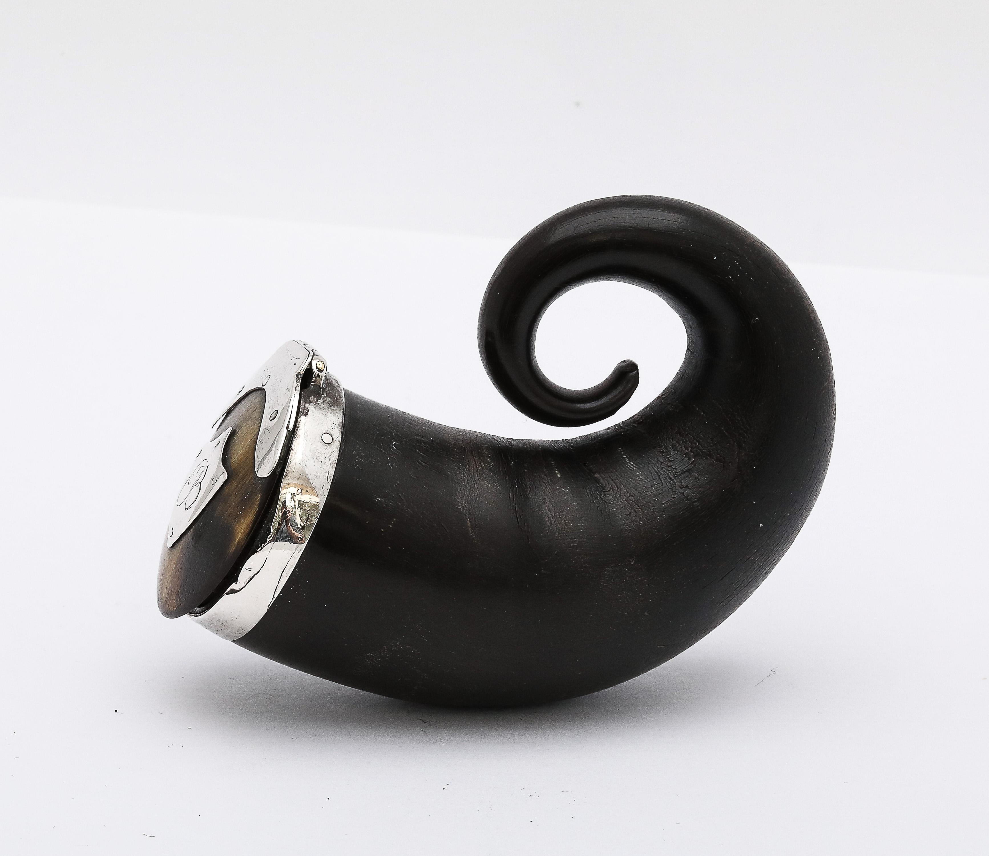 George III Georgian Period Scottish Sterling Silver-Mounted Snuff Mull With Hinged Lid