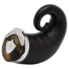 Georgian Period Scottish Sterling Silver-Mounted Snuff Mull With Hinged Lid