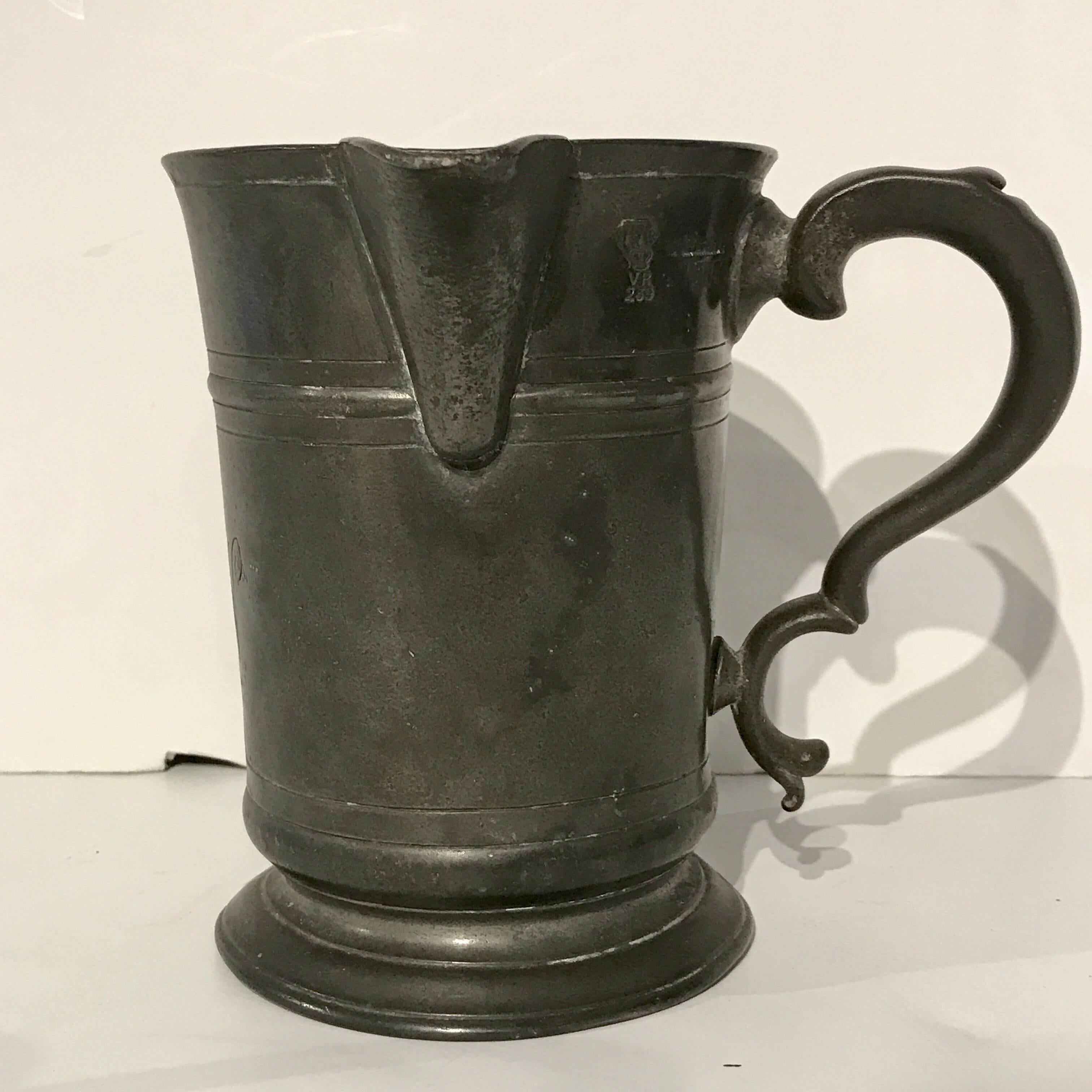 English Georgian Pewter Measure from the Hope Inn, by Edward J Wilderness Row For Sale