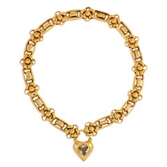 Georgian Pinchbeck Necklace with Paste-Set Padlock Clasp; Bracelet Available