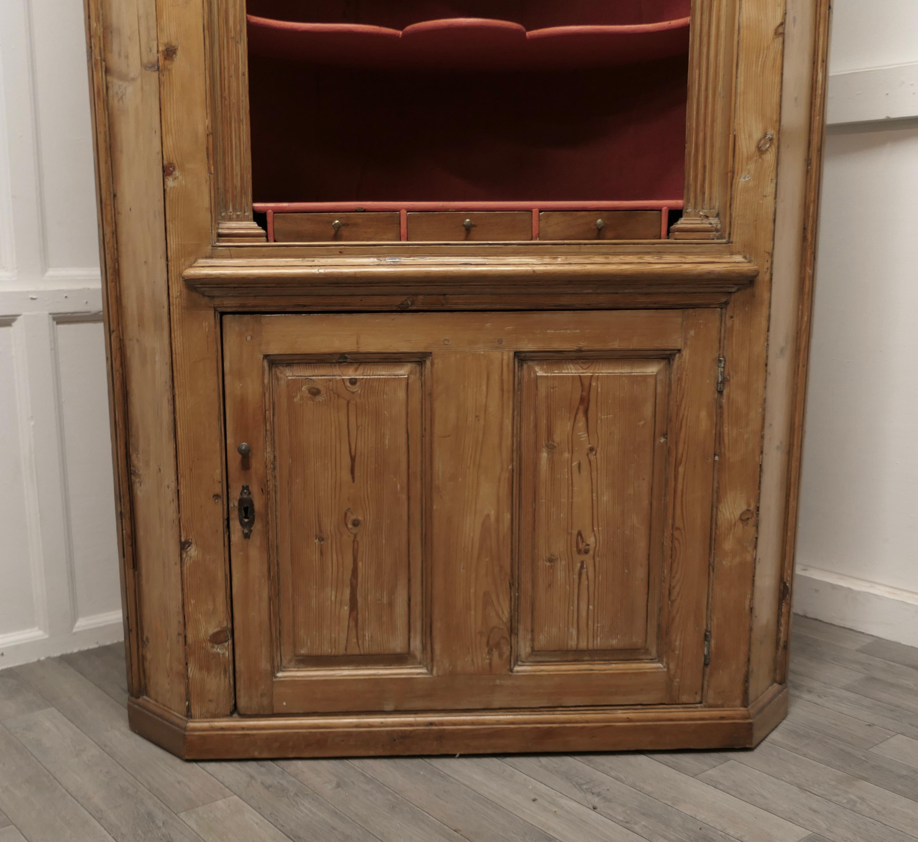 Georgian Pine Barrel Back Shelved Corner or Alcove Cupboard In Good Condition For Sale In Chillerton, Isle of Wight