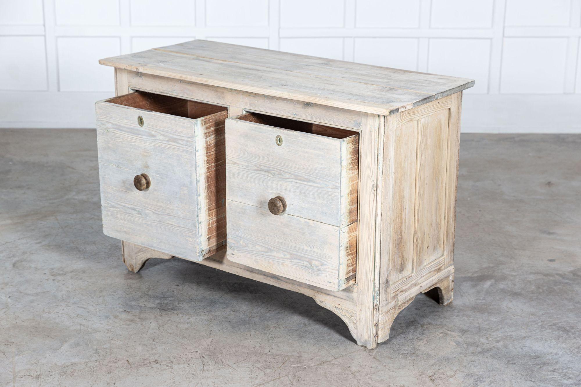 19th Century Georgian Pine Bleached Country House Storage Chest / Counter Island For Sale