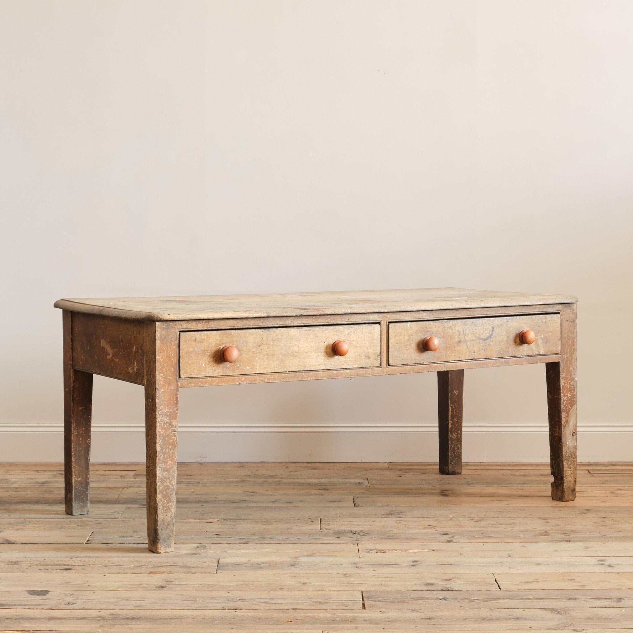 Georgian Pine Scullery Table In Original Paint For Sale 5