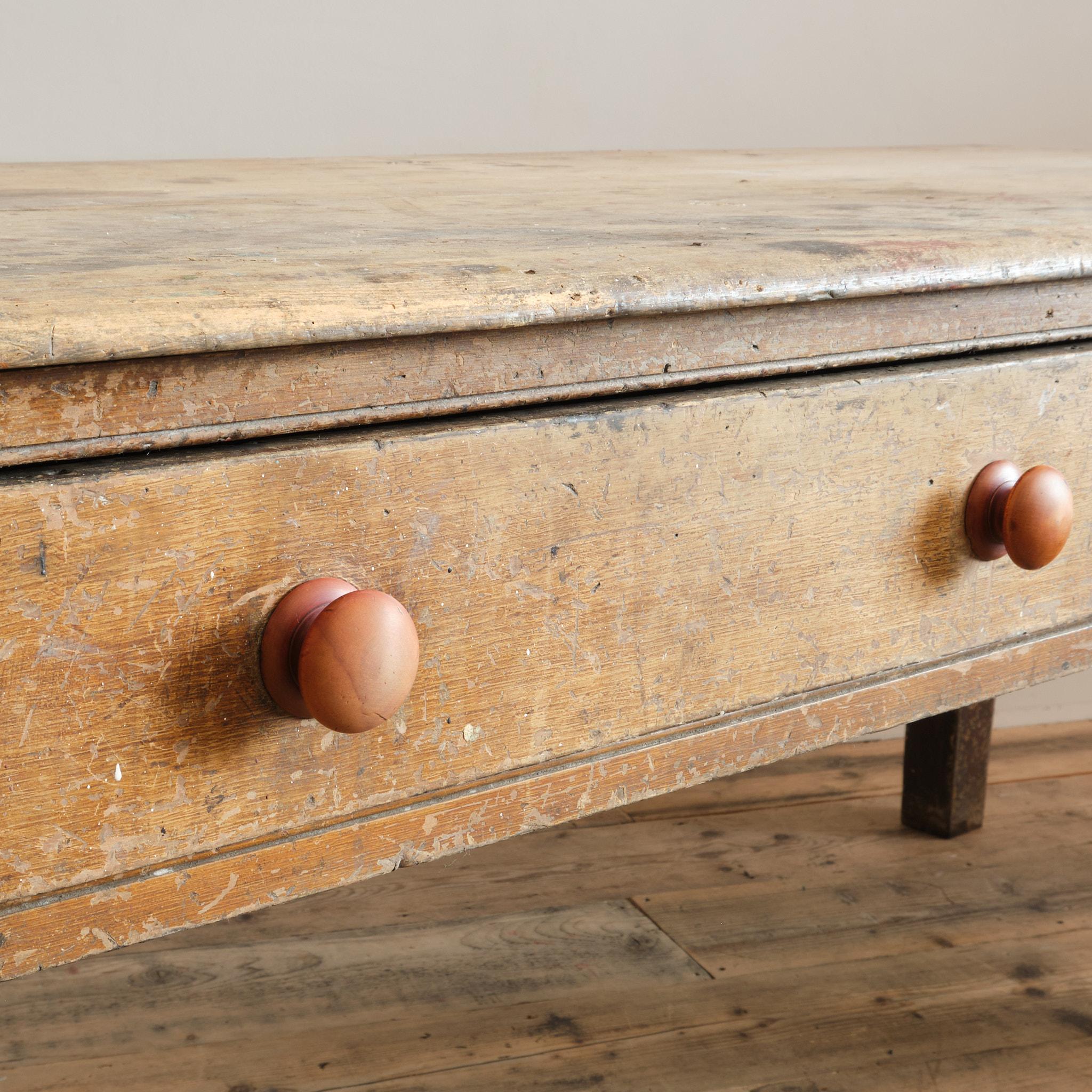 Georgian Pine Scullery Table In Original Paint For Sale 9