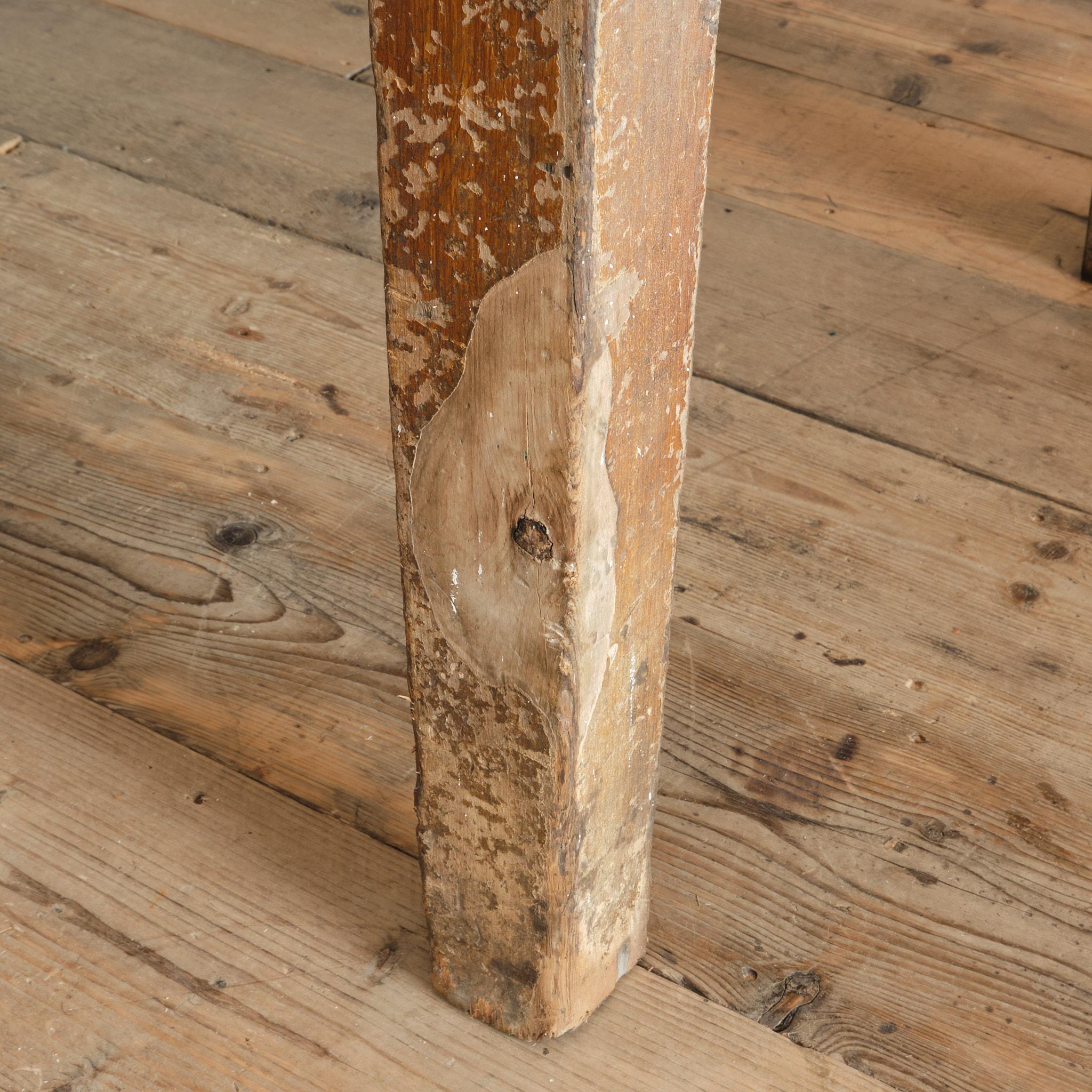 Georgian Pine Scullery Table In Original Paint For Sale 11