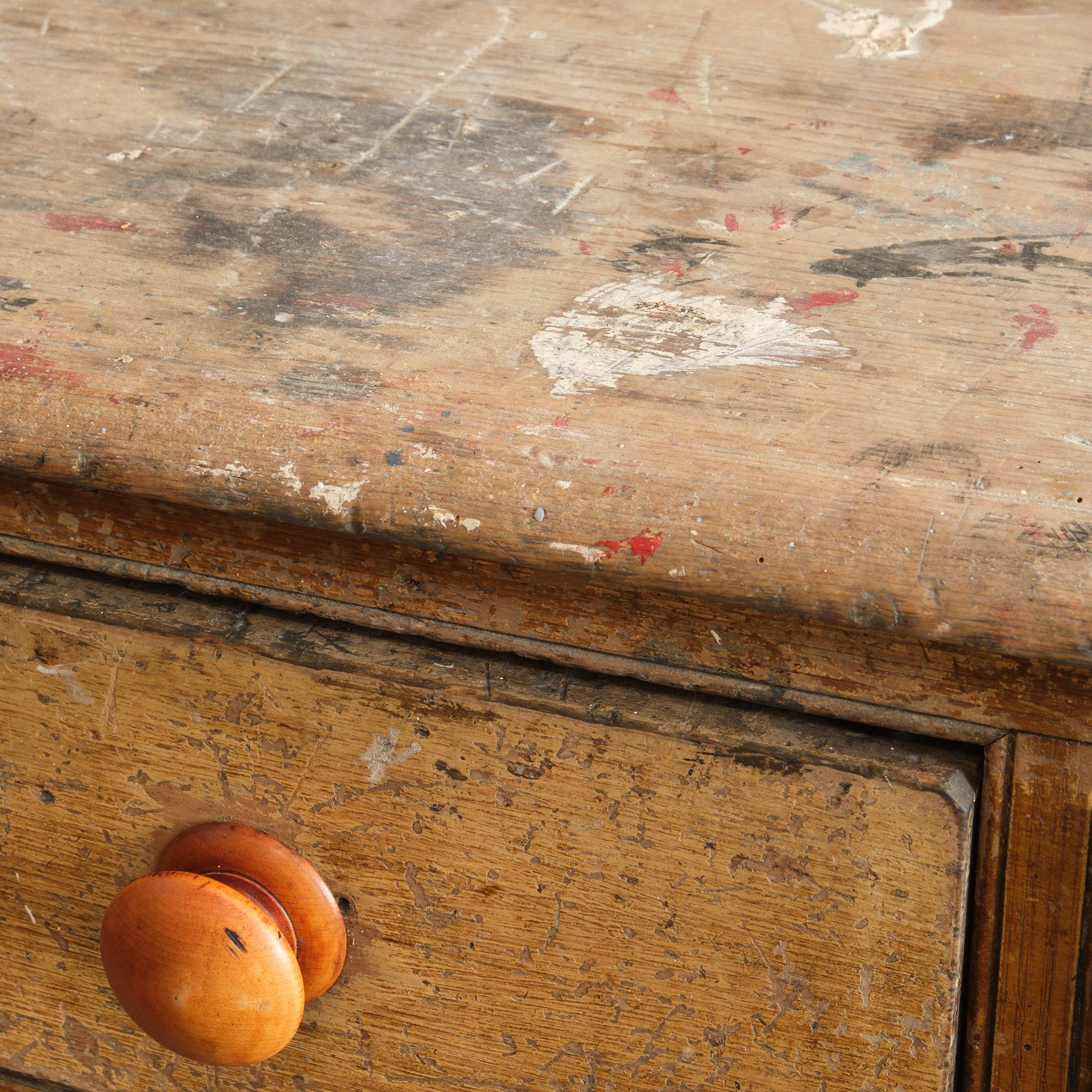 Georgian Pine Scullery Table In Original Paint For Sale 15