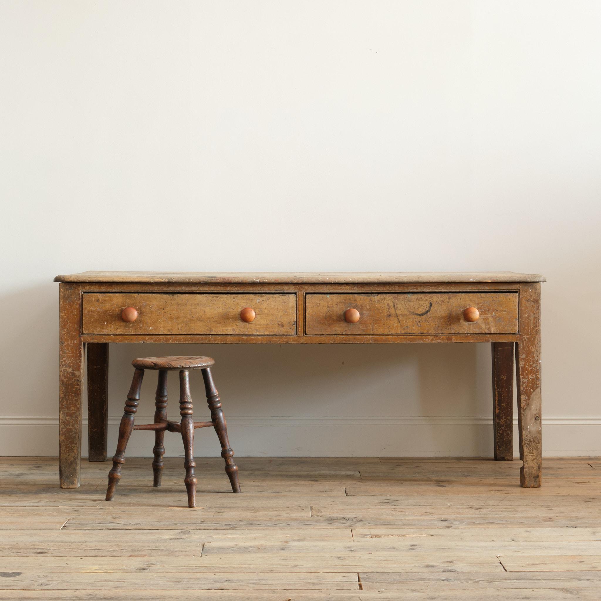 British Georgian Pine Scullery Table In Original Paint For Sale