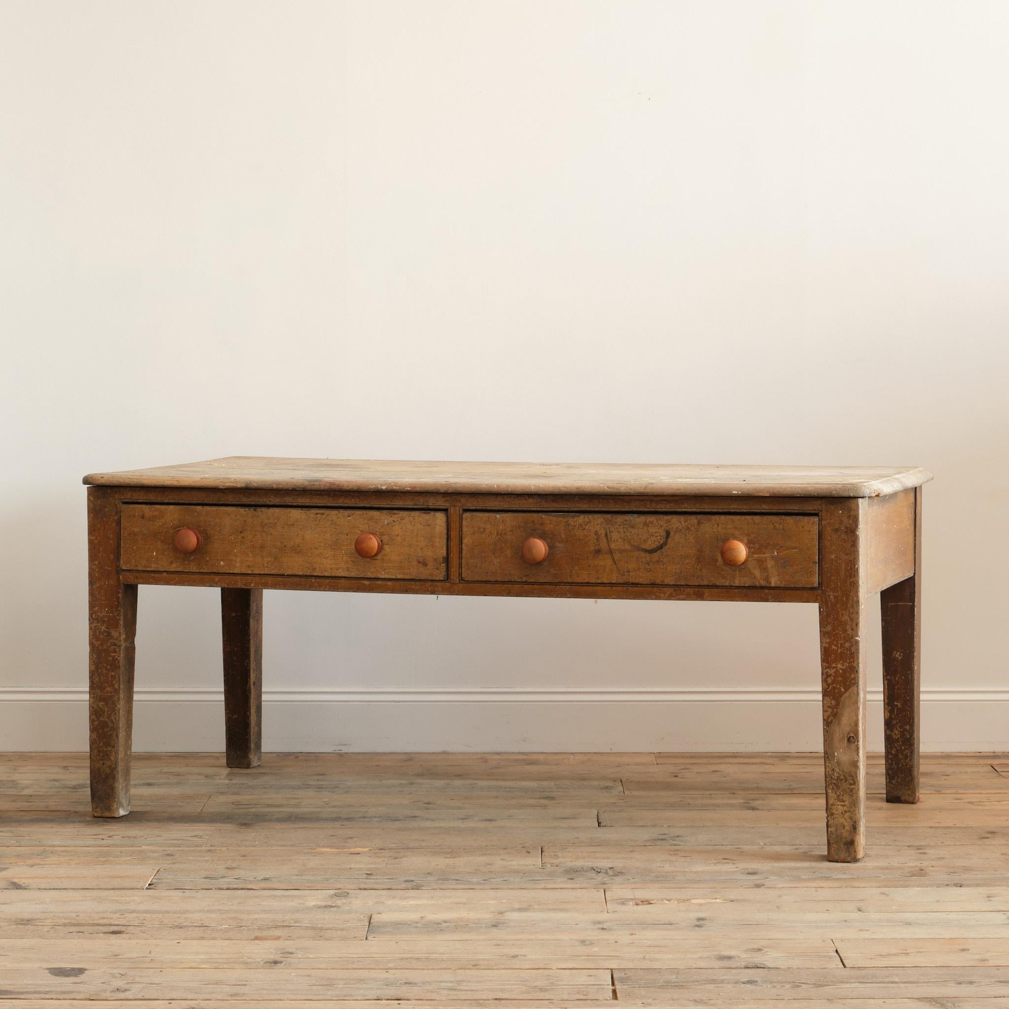 Georgian Pine Scullery Table In Original Paint For Sale 4