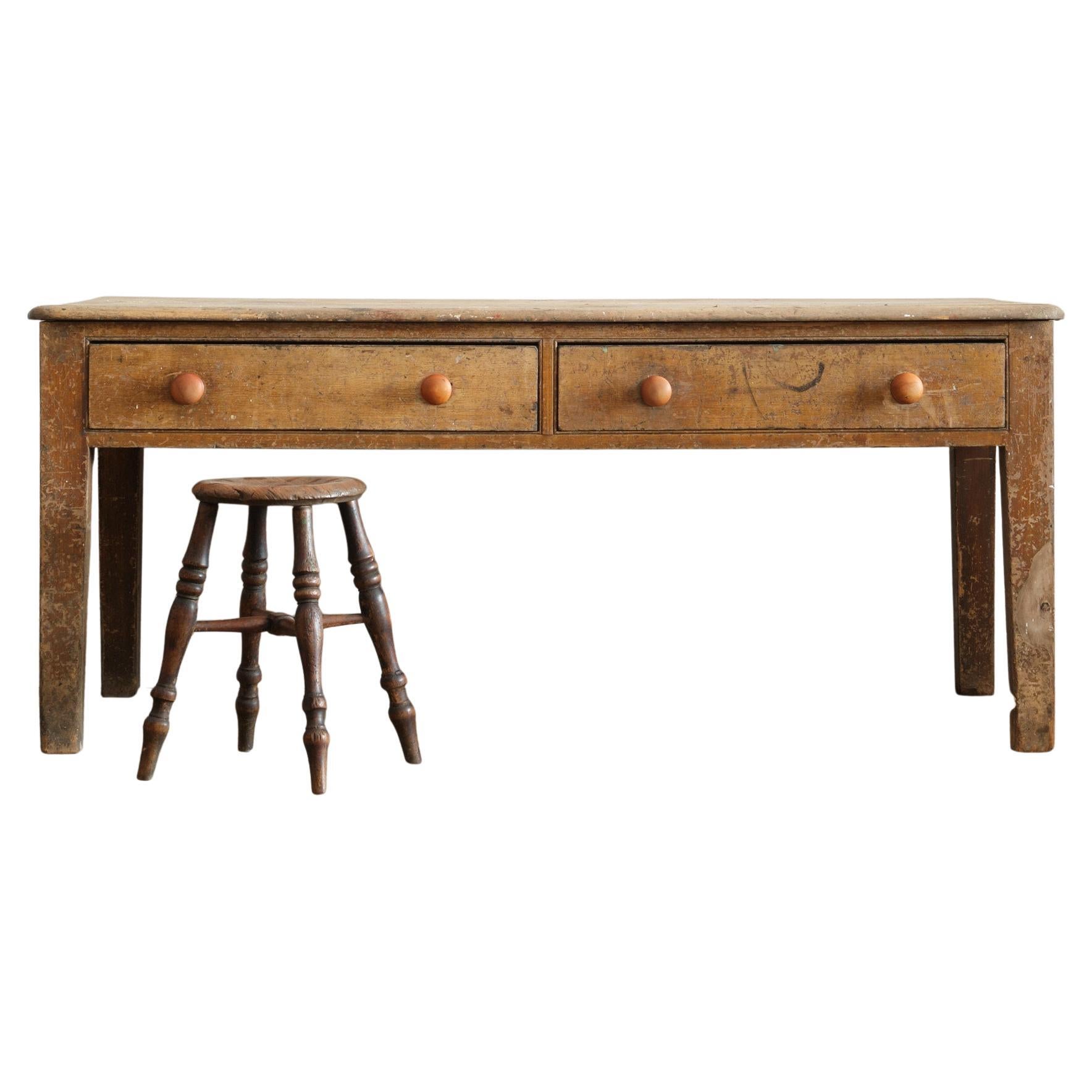Georgian Pine Scullery Table In Original Paint For Sale