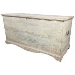 Antique Georgian Pine Trunk in Original Blue Painted Finish