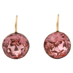 Antique Georgian Pink Rock Crystal Drop Earrings c. 1820