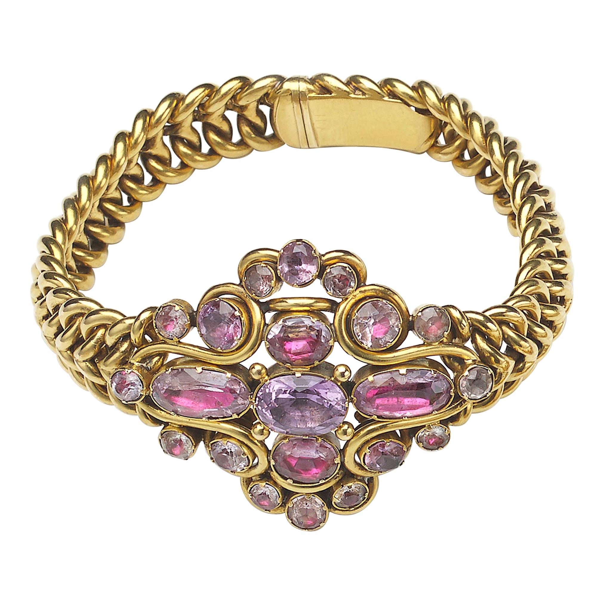 Georgian Pink Topaz and Gold Bracelet