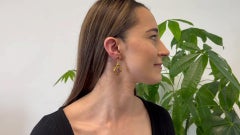 Georgian Pink Topaz Repoussé Yellow Gold Dangle Earrings