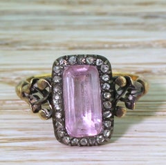 Georgian Pink Topaz and Rose Cut Diamond Ring