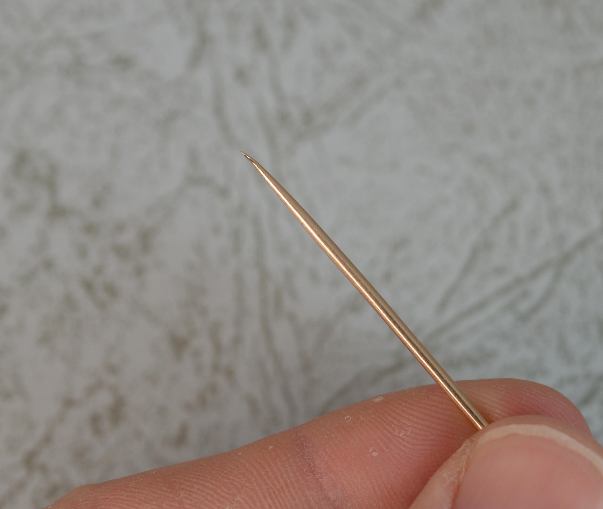 Georgian Pink White Paste Flower Head Rose Gold Stick Pin 2