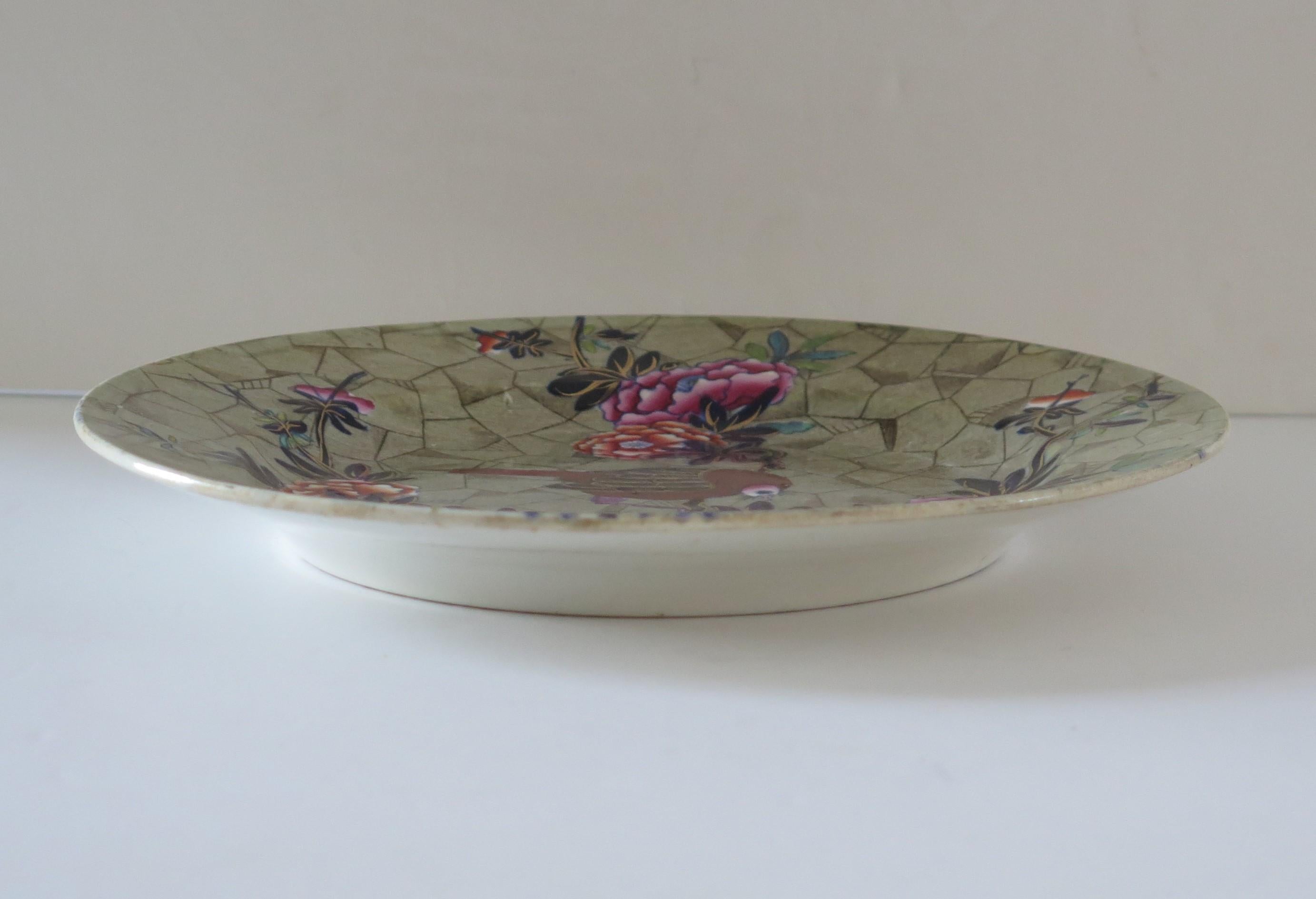 Pearlware Georgian Plate by Spode in Tumbledown Dick Pattern Number 3716, circa 1825