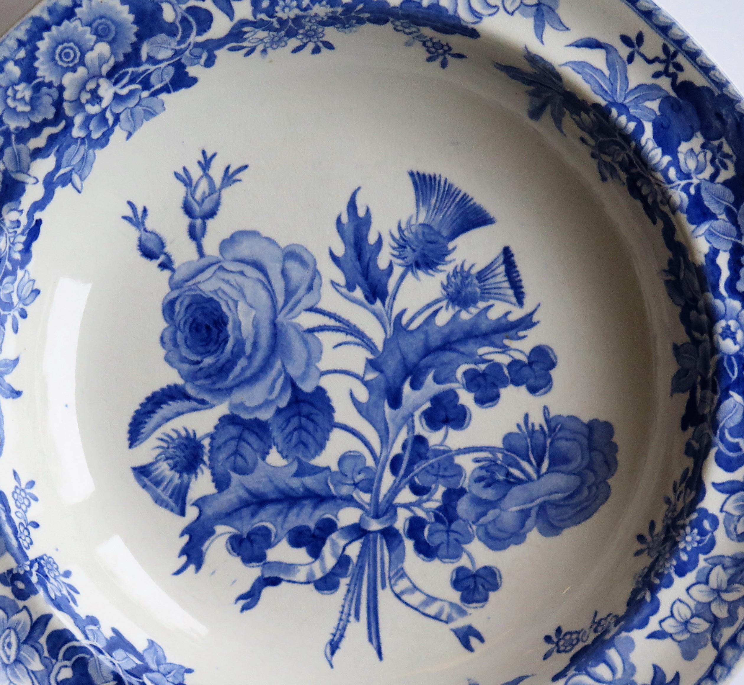 Pearlware Georgian Plate or Bowl by Spode in Blue and White Union Wreath Ptn No.3, Ca 1820
