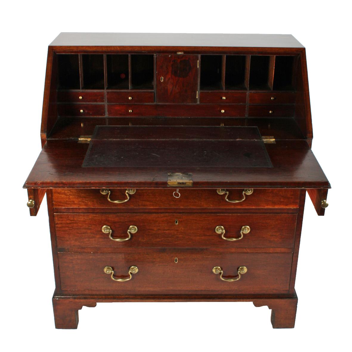 British 18th Century Georgian 'Plum Pudding' Mahogany Bureau Desk For Sale