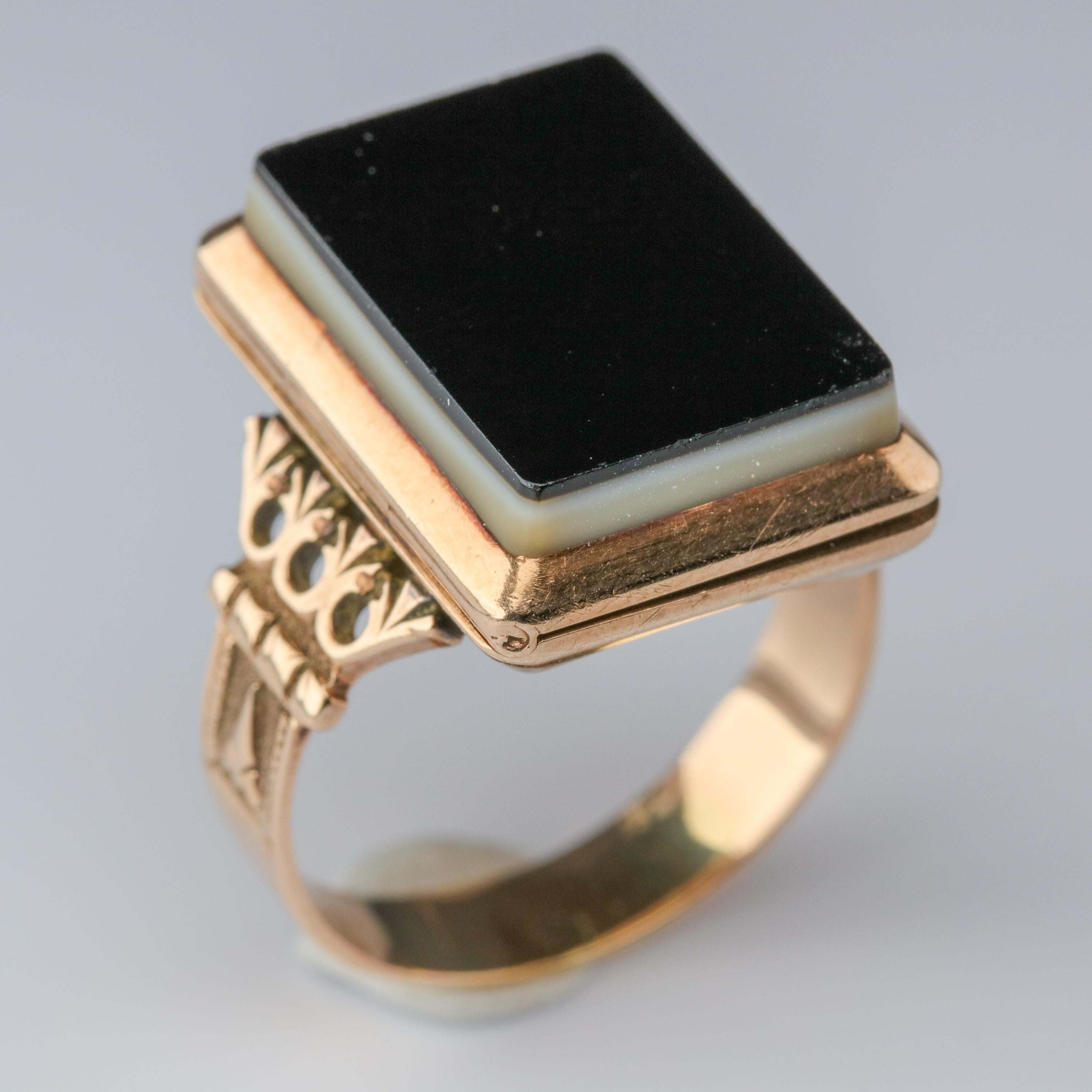 Georgian Poison Ring in Gold with Onyx is Cunningly Beautiful 3