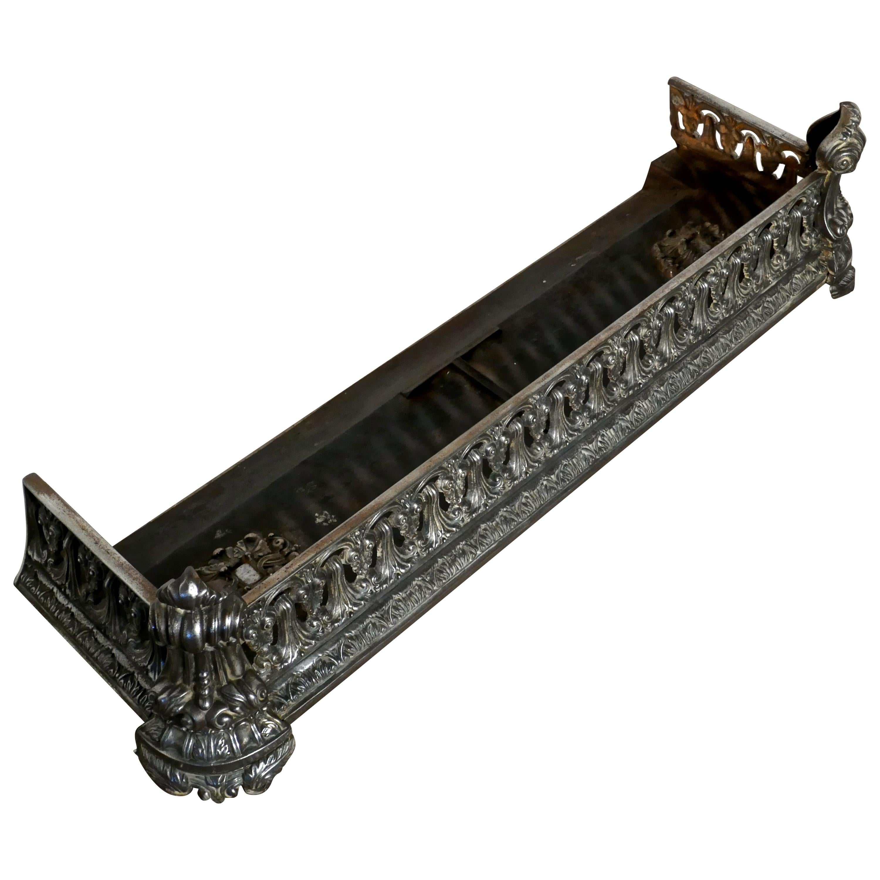 19th Century Polished Steel Fire Fender For Sale at 1stDibs