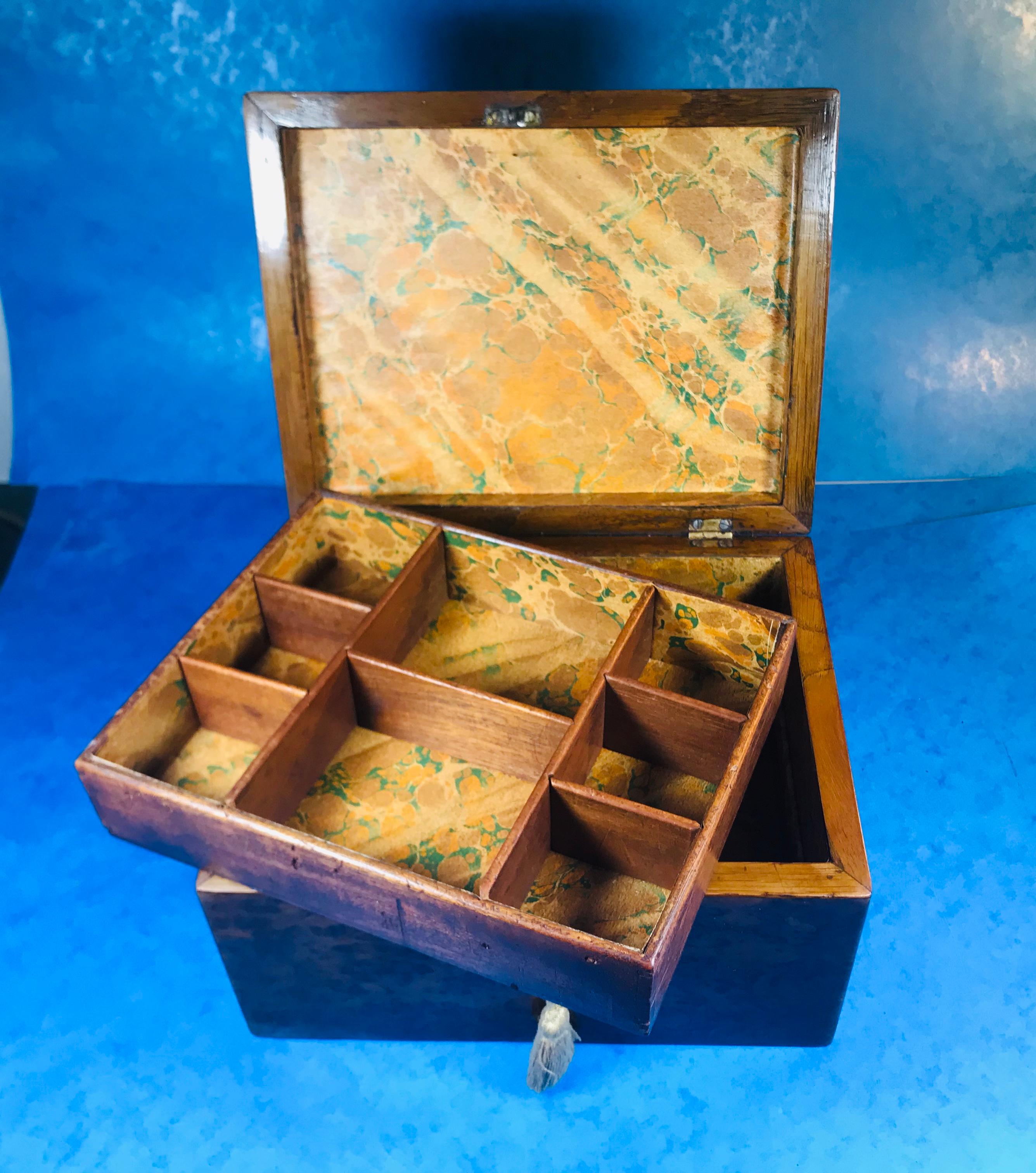 Georgian Pollard Oak Jewelry Box 5