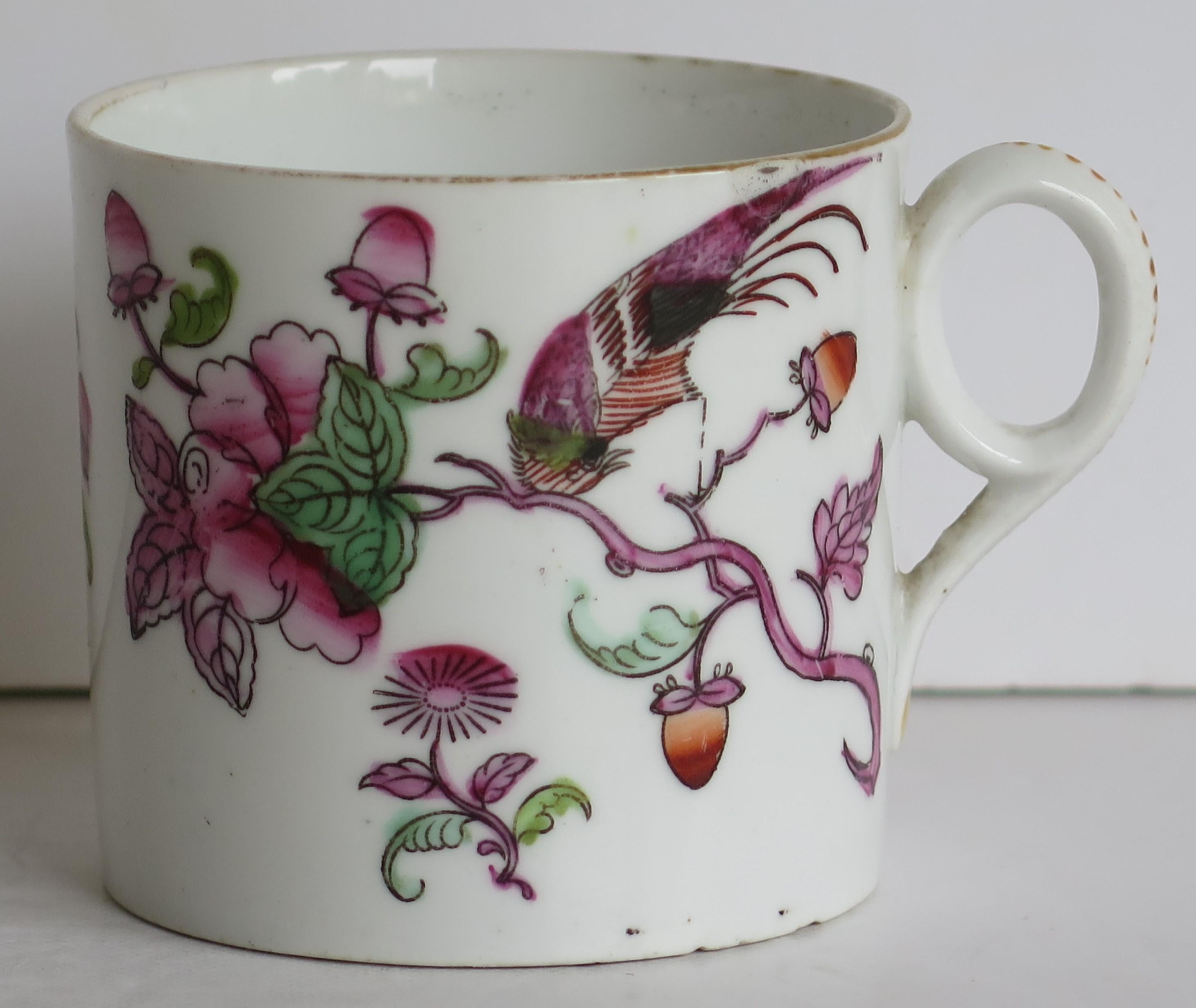 English Georgian Porcelain Coffee Can by New Hall Hand-Painted Pattern, Circa 1815