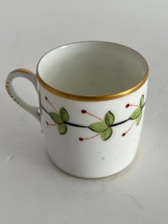 Cafetera georgiana de porcelana pintada a mano por Grainger Worcester, 1800