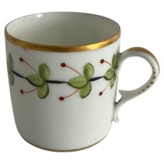 Cafetera georgiana de porcelana pintada a mano por Grainger Worcester, 1800