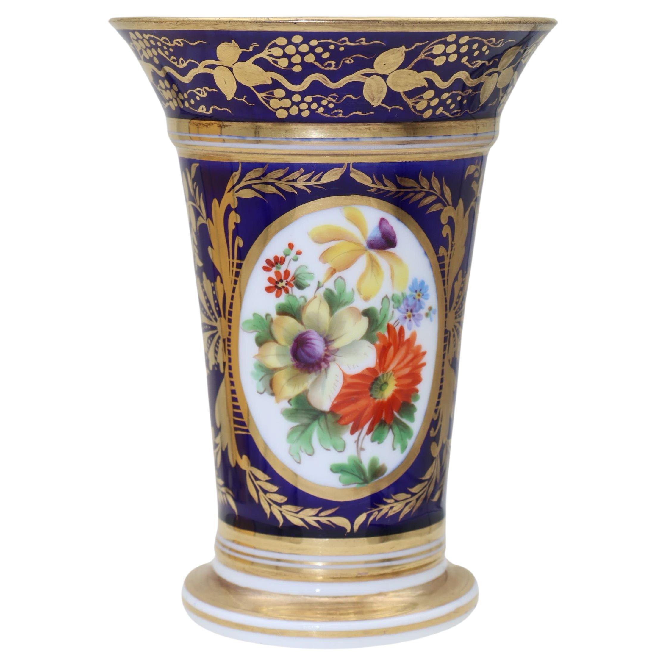 Georgian porcelain hand painted and gilded spill vase For Sale