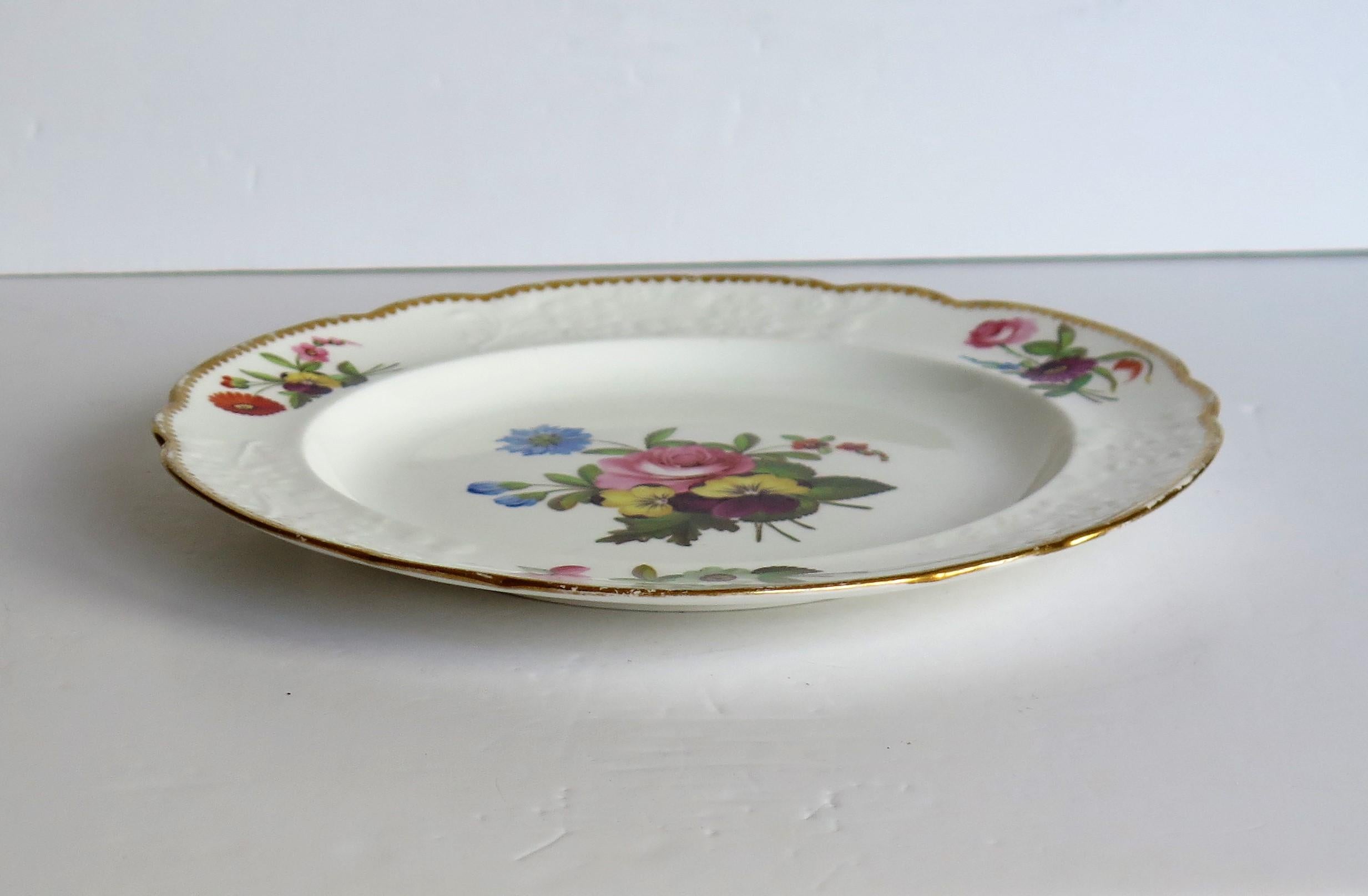Georgian Porcelain Plate by Spode Hand Painted Botanical Ptn 3127, circa 1820 3