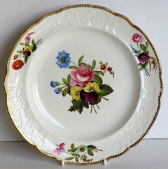 Georgian Porcelain Plate by Spode Hand Painted Botanical Ptn 3127, circa 1820