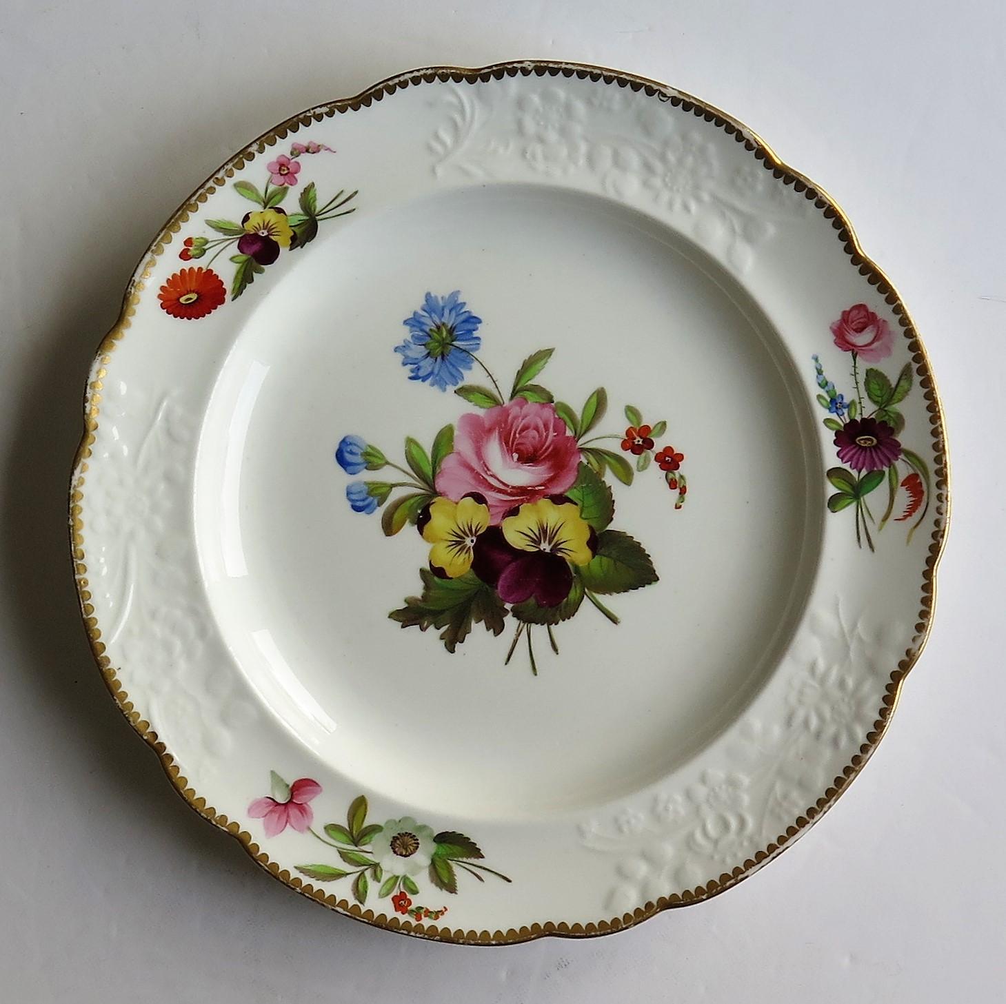 XIXe siècle Assiette en porcelaine géorgienne de Spode peinte à la main Ptn botanique 3127, vers 1820 en vente