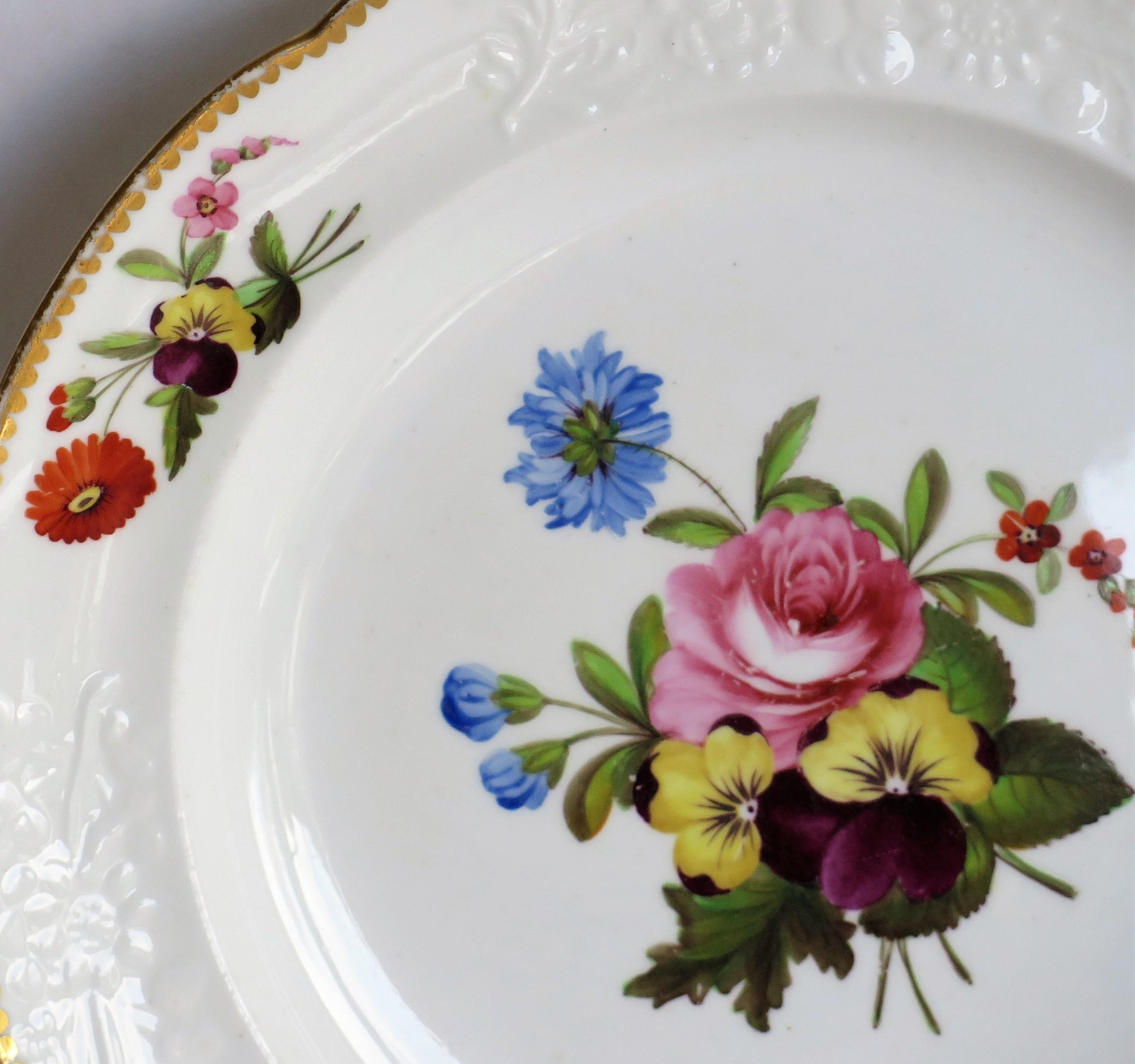 Porcelaine Assiette en porcelaine géorgienne de Spode peinte à la main Ptn botanique 3127, vers 1820 en vente