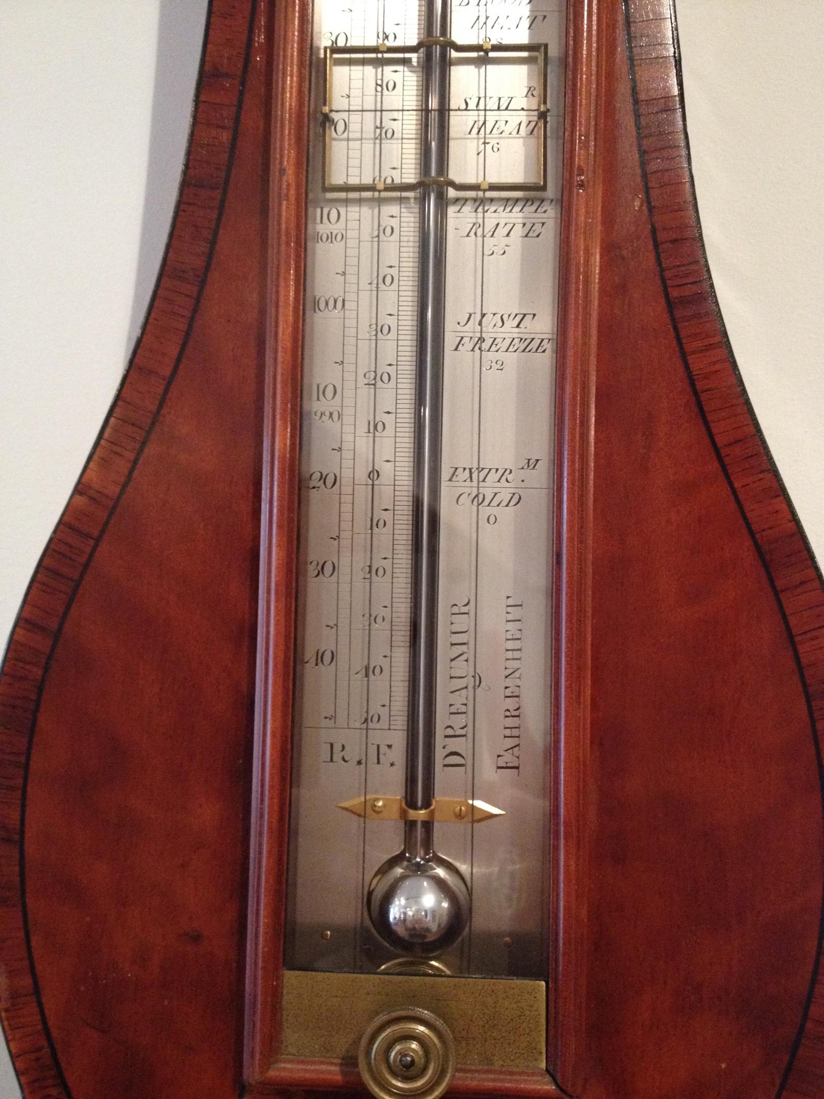 English 18th Century Antique Georgian Satinwood Precision Barometer For Sale