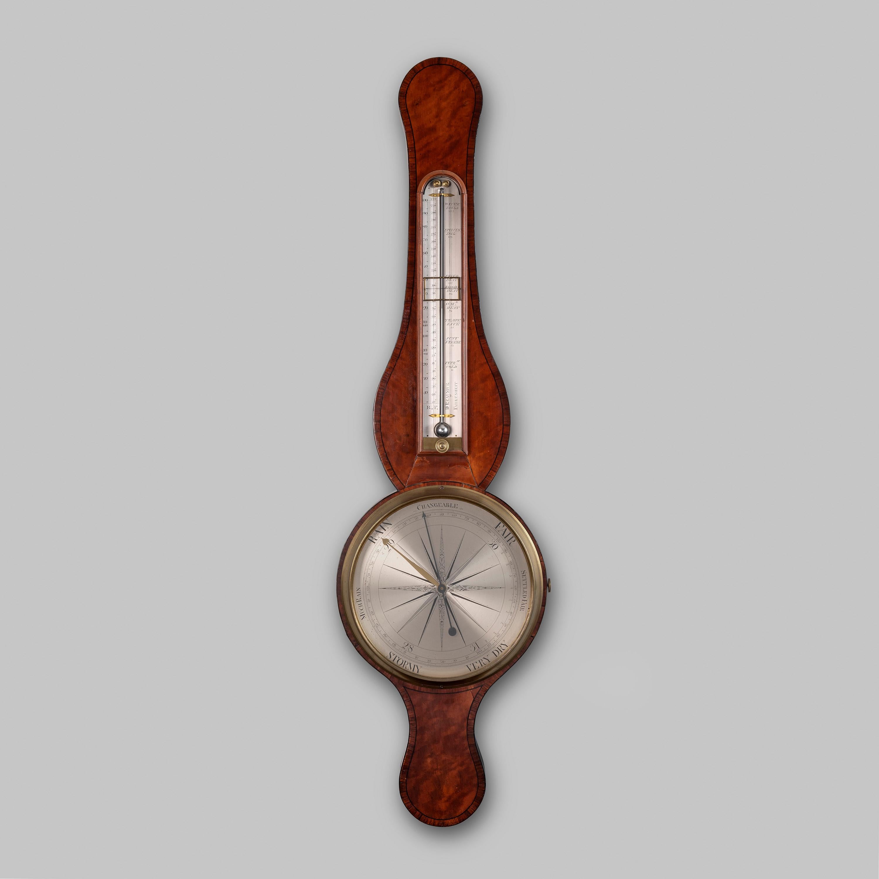 18th Century Antique Georgian Satinwood Precision Barometer In Good Condition For Sale In Devon, GB