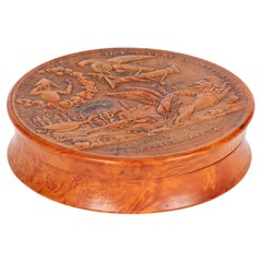 Georgian Pressed Burr Wood Snuff Box Commemorating the Battle of Jena, 1806