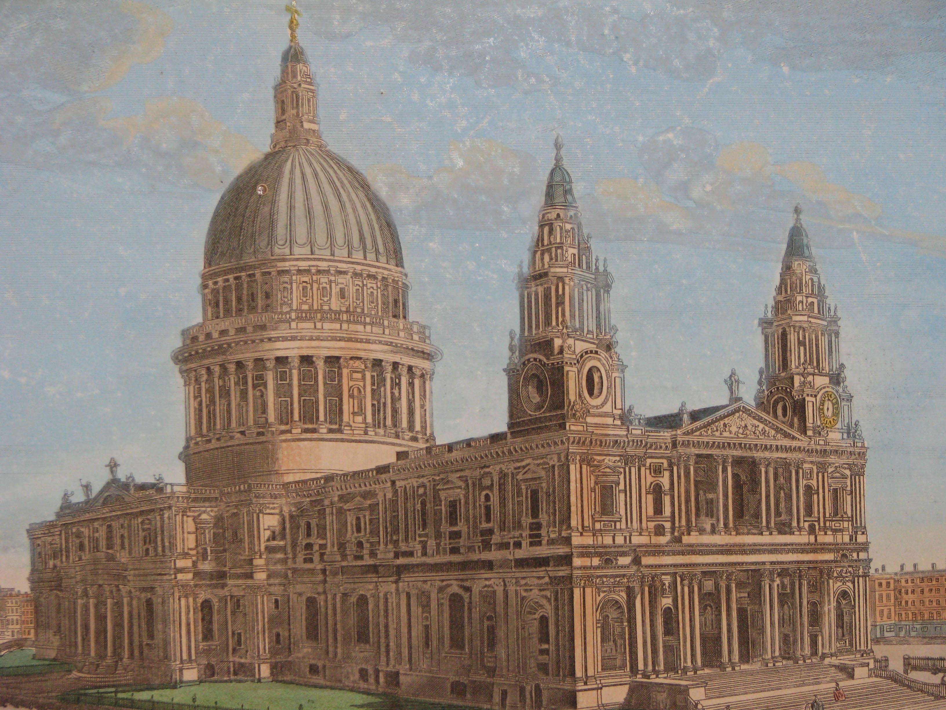 English Georgian Print of St. Paul's Cathedral London For Sale