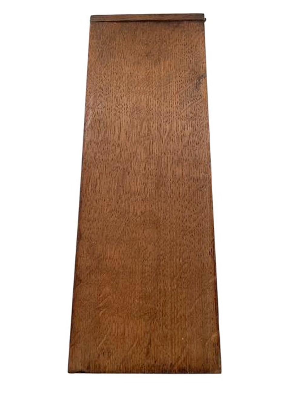 English Georgian Quarter Sawn Oak Candle Box with Burr Walnut Inlay For Sale