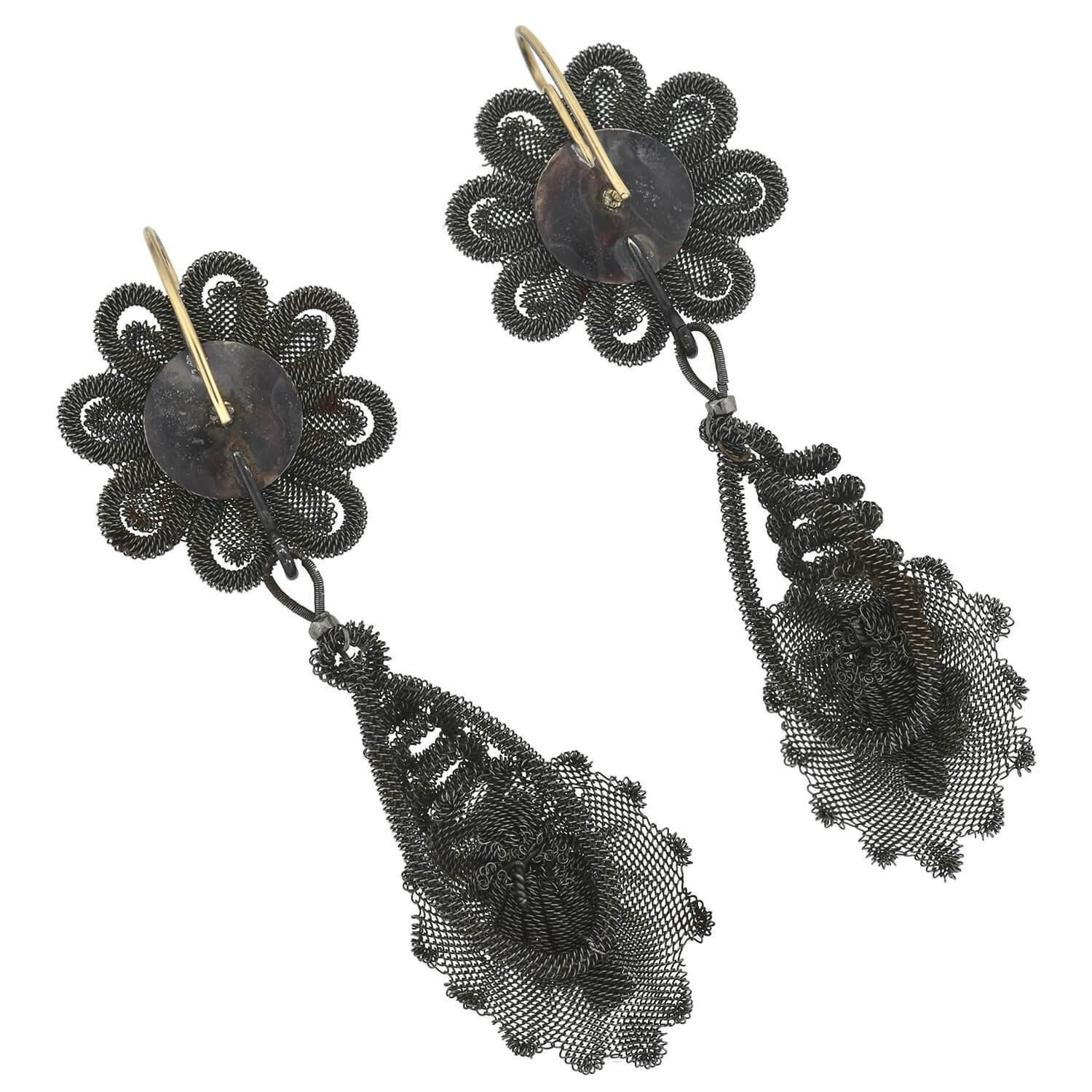Georgian Rare Berlin Iron Silesian Wirework Earrings 3