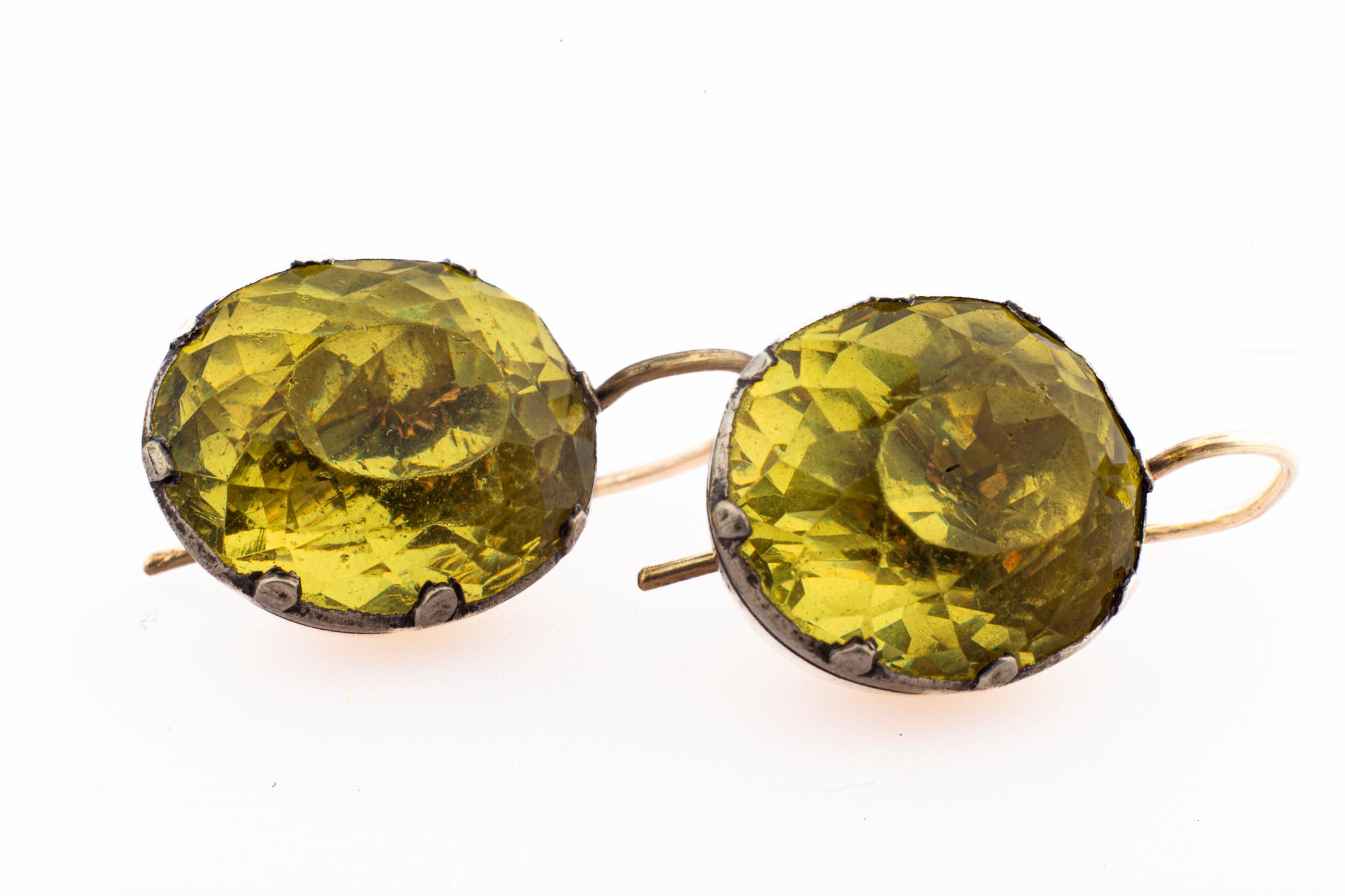George III Georgian Rare Chartreuse Paste Earrings c. 1820 For Sale