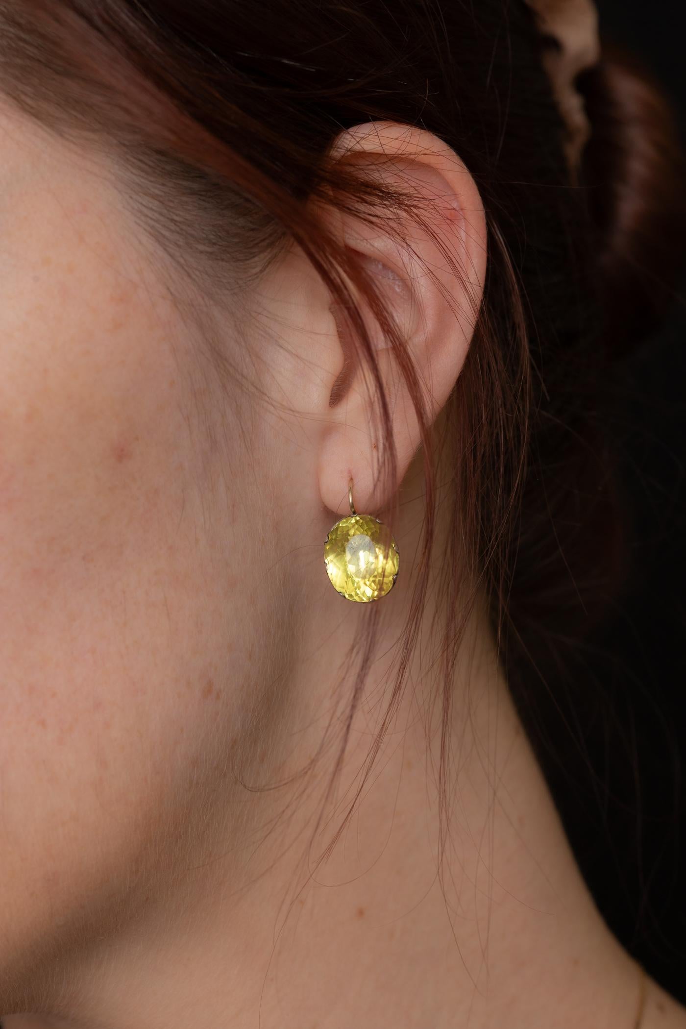 Georgian Rare Chartreuse Paste Earrings c. 1820 For Sale 1