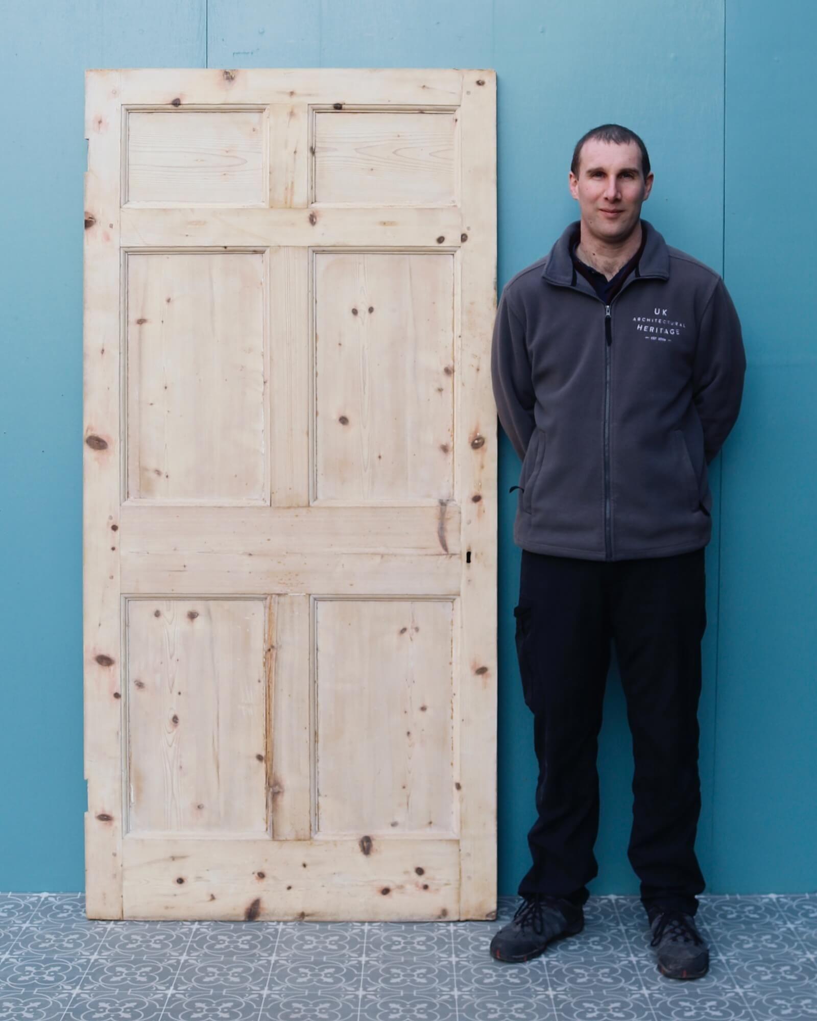 This Georgian reclaimed stripped pine door is more than 200 years old. It has stood the test of time, crafted with 6 panels to either side. Stripped and sanded, this internal door is ready for finishing in a desired stain, paint or wax.
