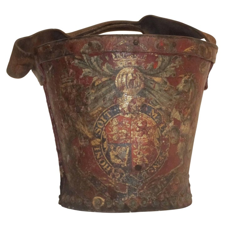 Red Leather Fire Bucket, England, 19th Century at 1stDibs