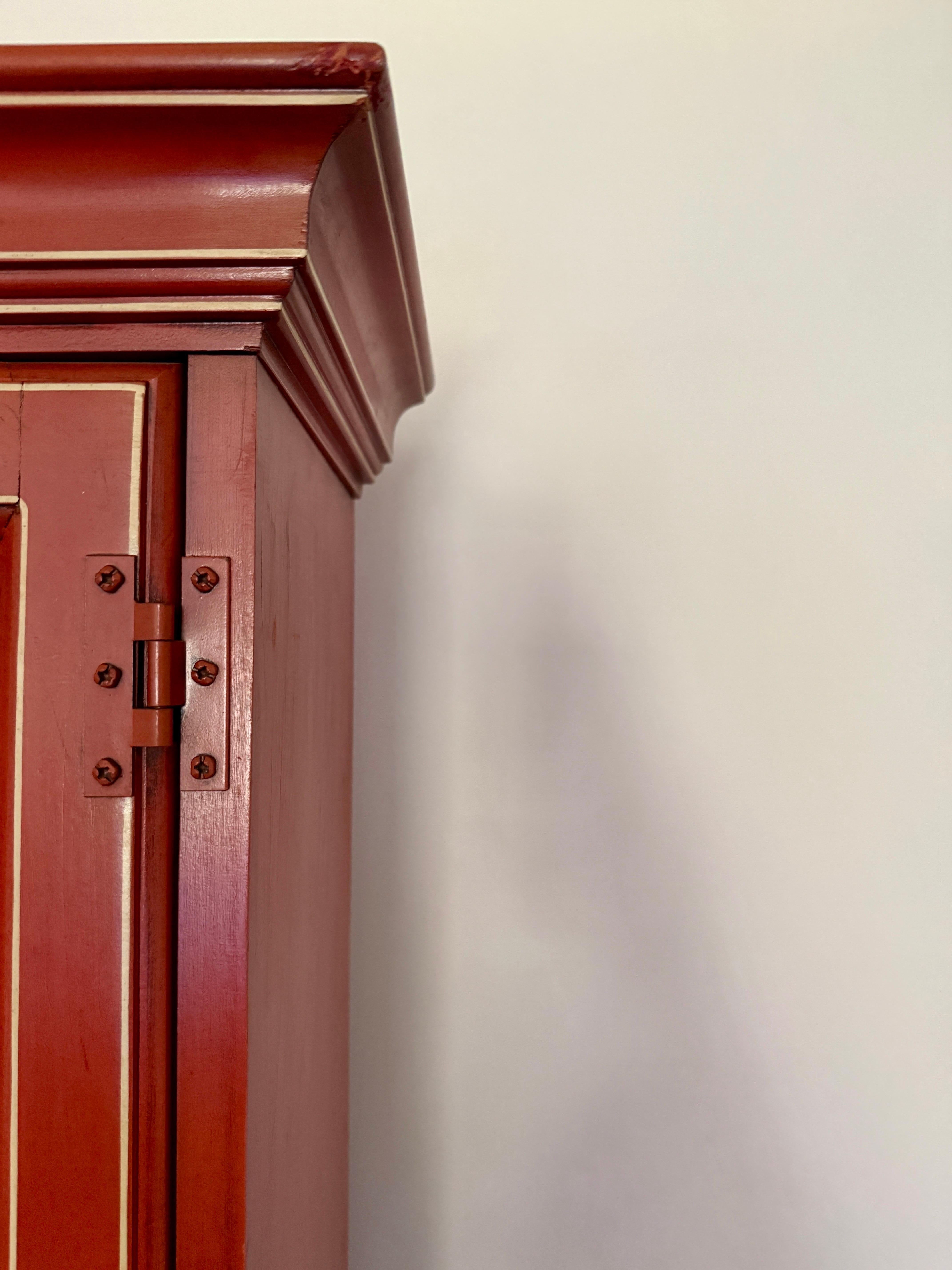 Georgian Red Painted Drop Front Secretary Desk With Hutch For Sale 2