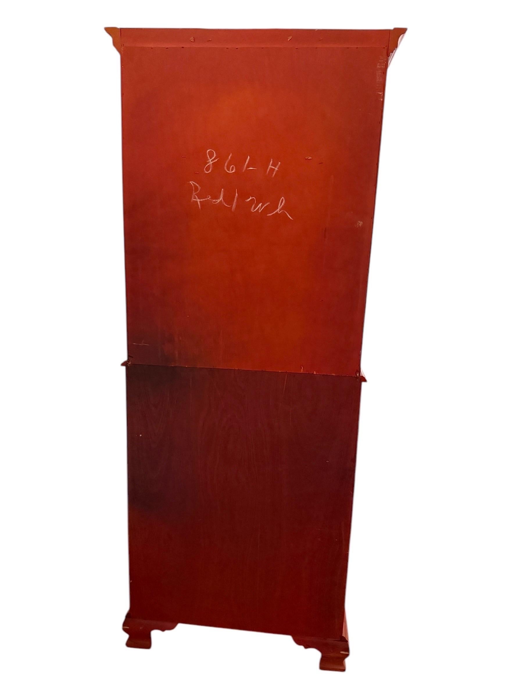 Georgian Red Painted Drop Front Secretary Desk With Hutch For Sale 3