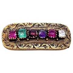 Georgian Regard Locket Brooch 18 Karat Yellow Gold