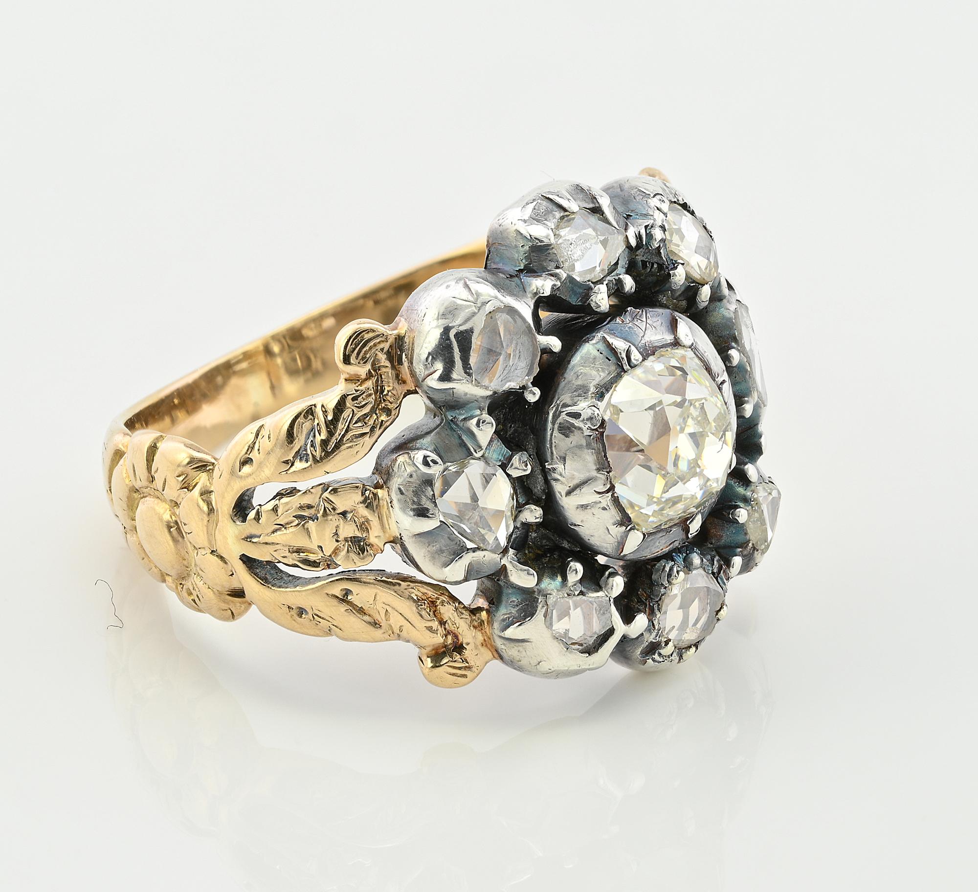 Georgian/Regency Diamond Cluster Ring Ring In Good Condition For Sale In Napoli, IT
