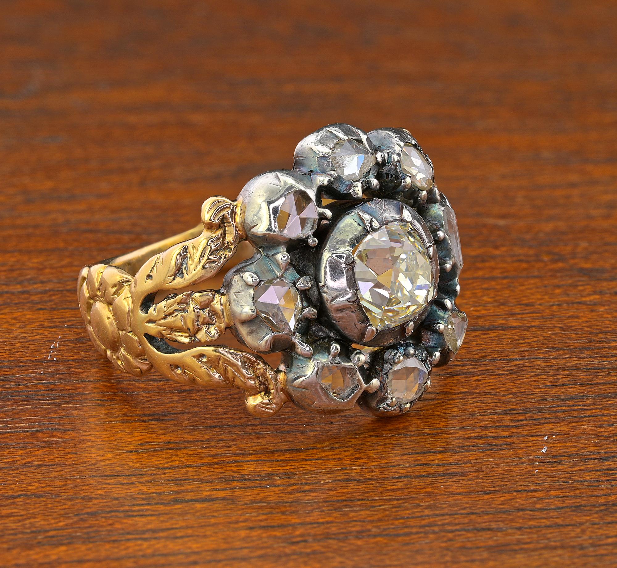 Georgianischer/Regency-Diamant-Cluster-Ring Damen im Angebot