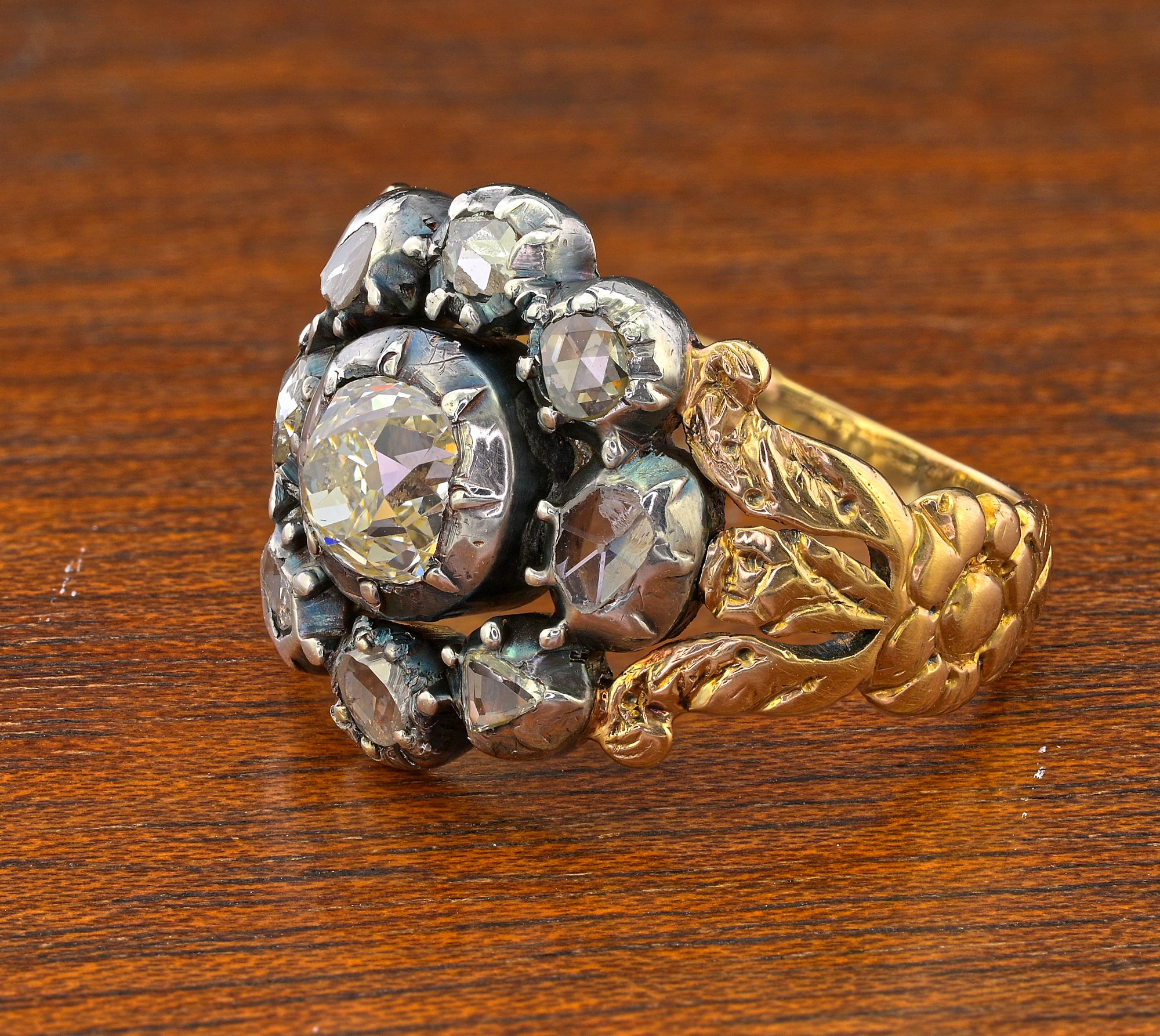Georgian/Regency Diamond Cluster Ring Ring For Sale 3